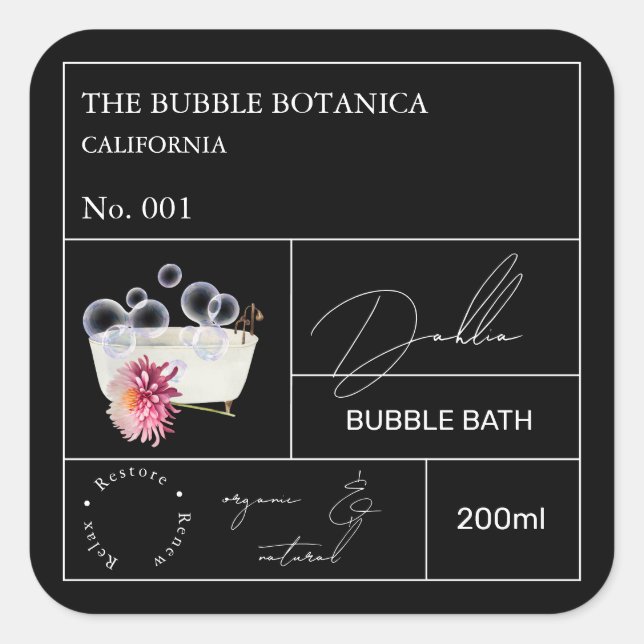 Apotek Dahlia Bubble Bad Etikett (Framsida)