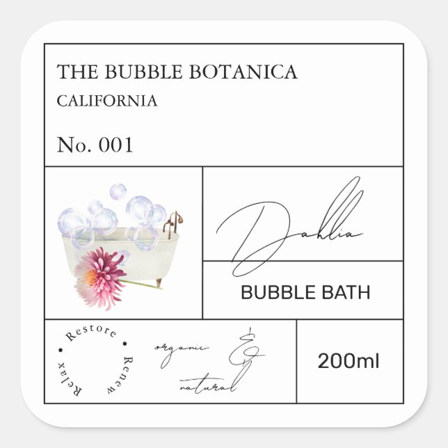 Apotek Dahlia Bubble Bad Etikett (Framsida)