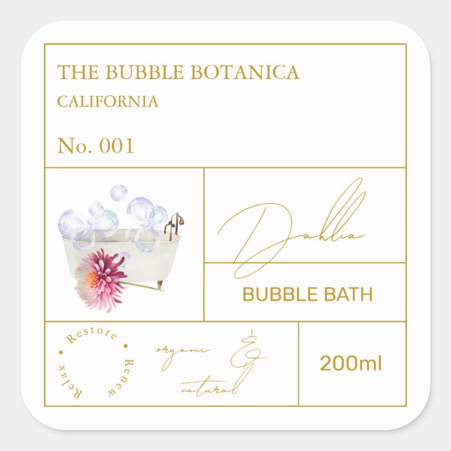 Apotek Dahlia Bubble Bath Etikett (Framsida)