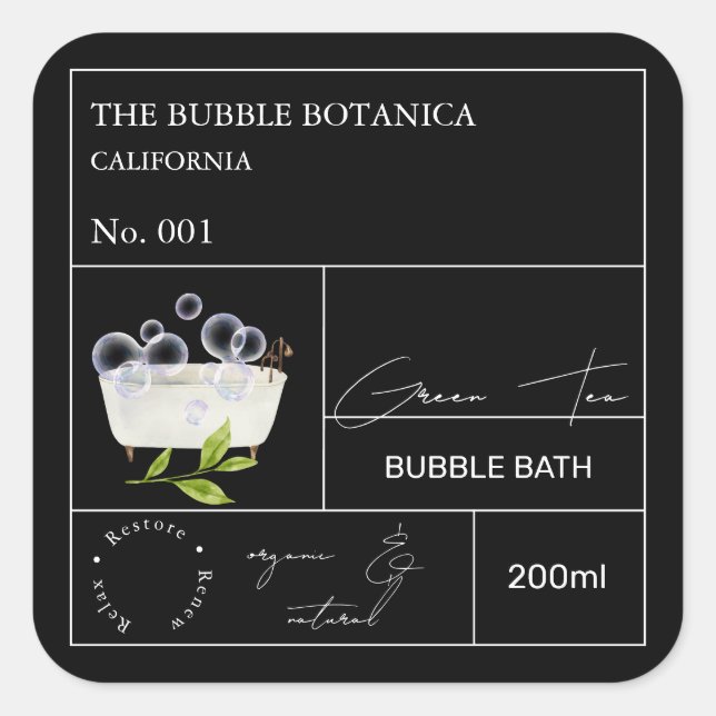 Apotek Grönt Te Bubbeldbad Etikett (Framsida)