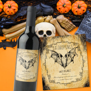 Apotek halloween vintage Fladdermusspillning Vinflaska Etikett