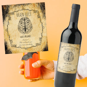 Apotek halloween vintage hjärnvätska vinflaska etikett
