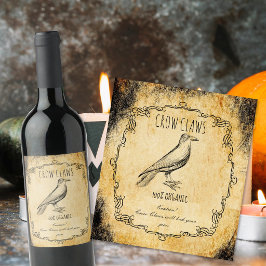 Apotek halloween vintage Kråkklor Vinflaska Etikett