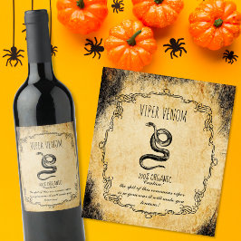 Apotek halloween vintage ormgift vinflaska etikett