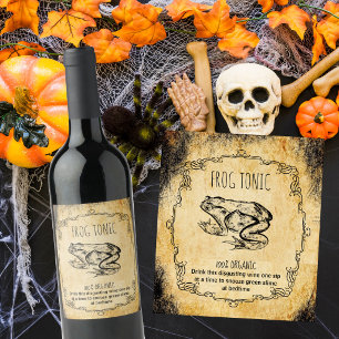 Apotek Halloween vintage Vinflaska Etikett