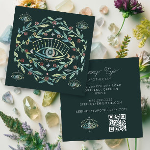 Apotek Herbalist Mystiskt Öga Botanisk QR Fyrkantigt Visitkort