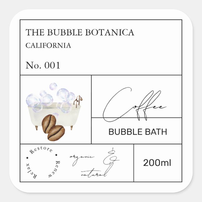 Apotek Kaffebubbelbad Etikett (Framsida)