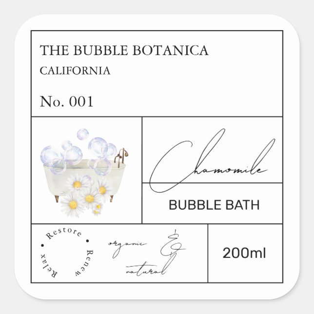 Apotek Kamomill Bubbeldbad Etikett (Framsida)