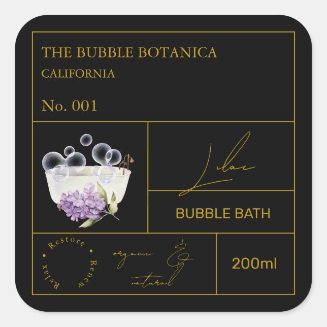 Apotek Lilac Bubbades Etikett (Framsida)