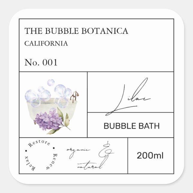 Apotek Lilac Bubble Bath Etikett (Framsida)