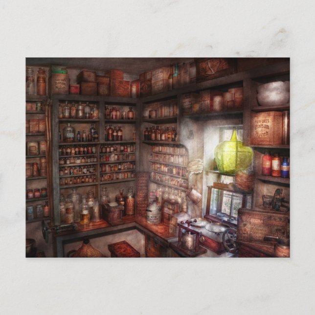 Apotek - Utrustning - Merlins studie Vykort (Framsida)