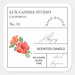 Apotekär Hibiscus-centrerad ljus-etikett Fyrkantigt Klistermärke