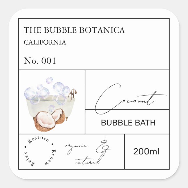 Apotekar Kokos Bubbelbad Etikett (Framsida)
