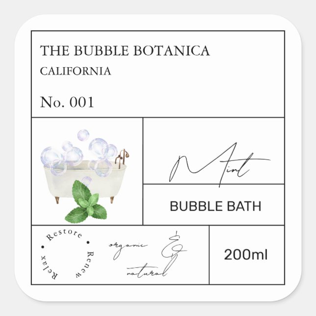 Apotekar Mynta Bubbeldbad Etikett (Framsida)
