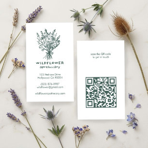 Apotekare Örtläkare Vildblomsbukett Rustik QR Visitkort