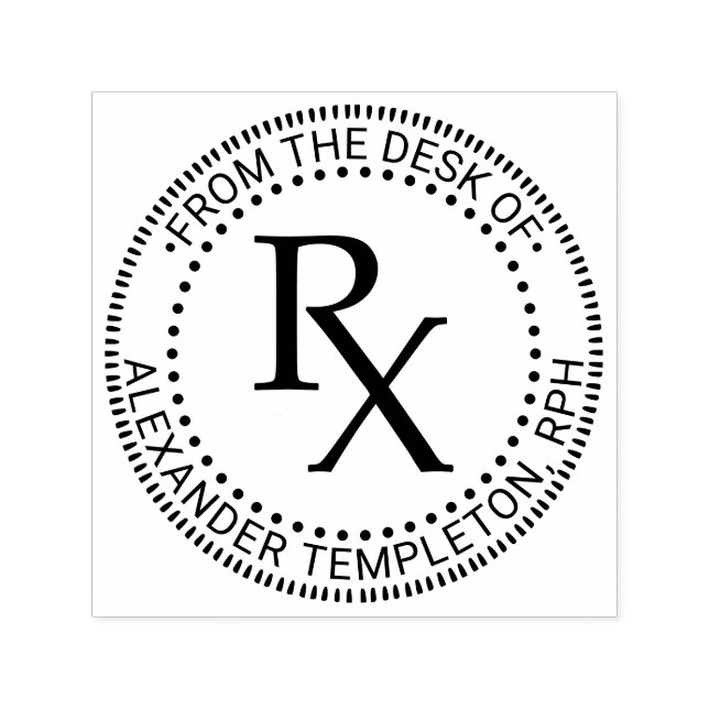 Apotekare RX “Från”, “kontor för” Självfärgande Stämpel (Design)