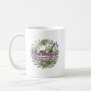 Apotekare som kuraterar hälsodrivande örtapotek bo kaffemugg