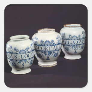 Apotekärernas burk, c.1740 fyrkantigt klistermärke
