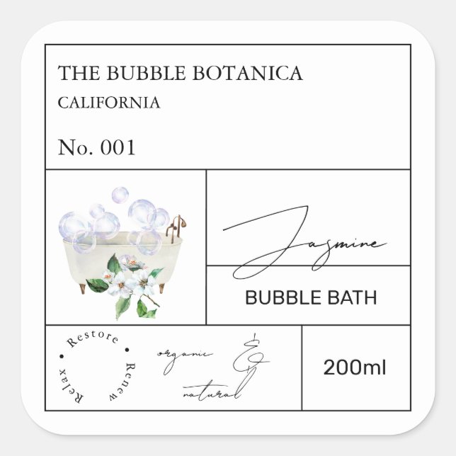 Apoteks Jasmine Bubb Bath Etikett (Framsida)