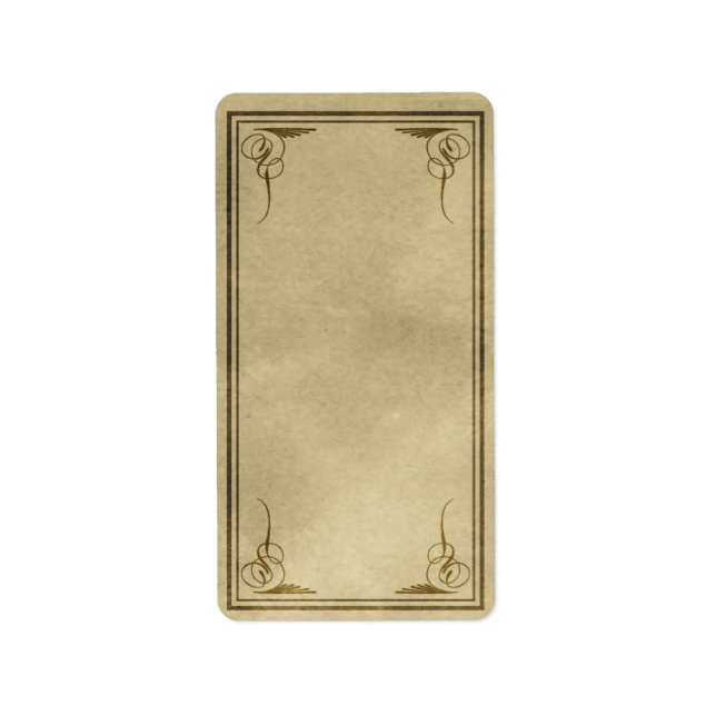 Apoteksetikett för hörn i Finare i mellanliggande  Adressetikett (Framsidan)