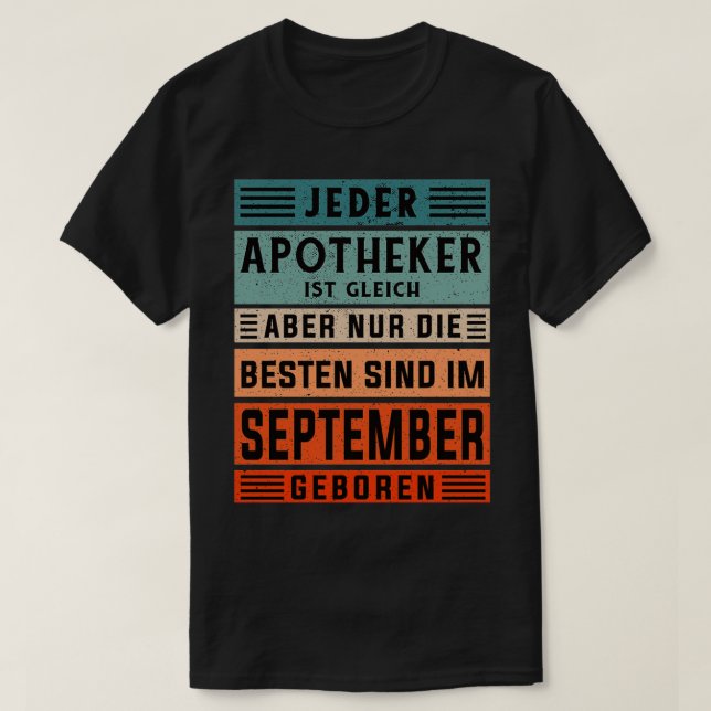 Apoteksfödelsedag september fött apotek t shirt (Design framsida)