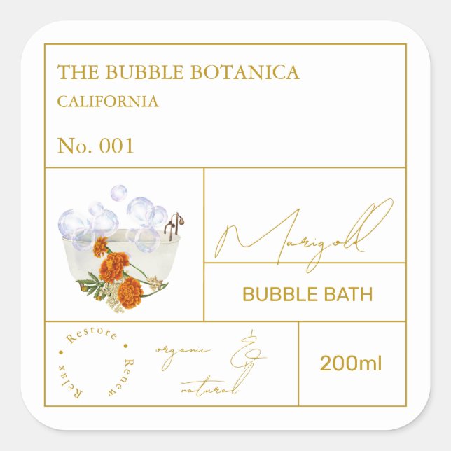 Apotekskalender Ringblomma Bubble Bad Etikett (Framsida)