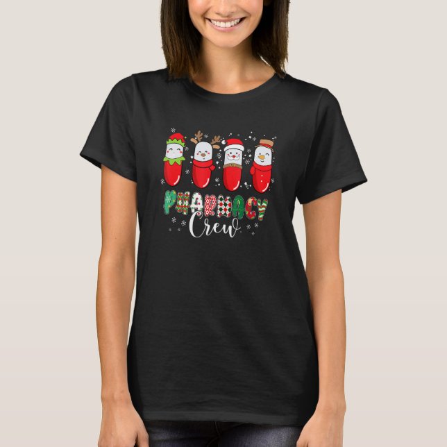 Apotekspersonal Julpiller Snöman Ren Jul T Shirt (Framsida)