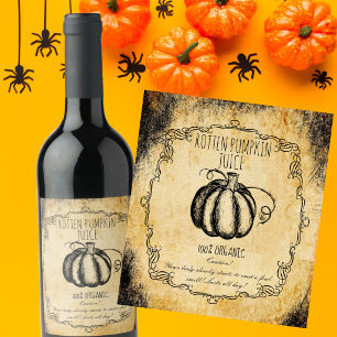 Apoteksröta Pumpa Juice Vintage Halloween Vinflaska Etikett
