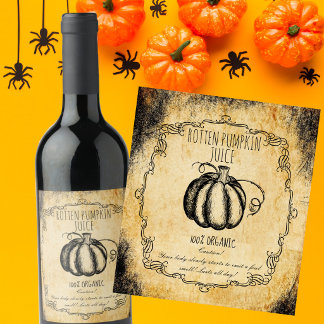 Apoteksruttna pumpajuice vintage halloween vinflaska etikett