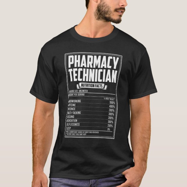 Apotekstekniker Näringsfakta T Shirt (Framsida)