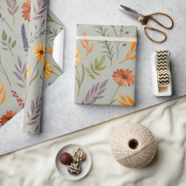 Apoteksvaruhus Vildblomma Grå Botanisk Inpackning Presentpapper