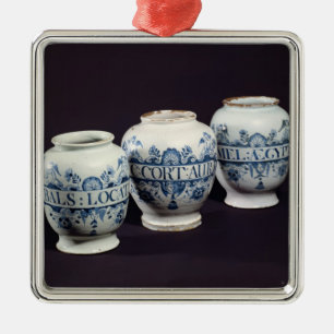 Apothecariess drogburkar, c.1740 julgransprydnad metall