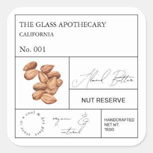 Apothecary Almond Label Fyrkantigt Klistermärke