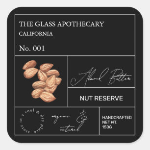 Apothecary Almond Label Fyrkantigt Klistermärke