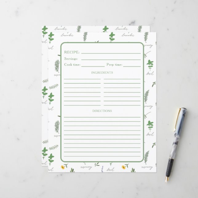 Apothecary Botanical Recipe Binder Page (Fram/Back In Situ)