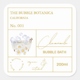 Apothecary Chamomile Bubble Bath Label Fyrkantigt Klistermärke