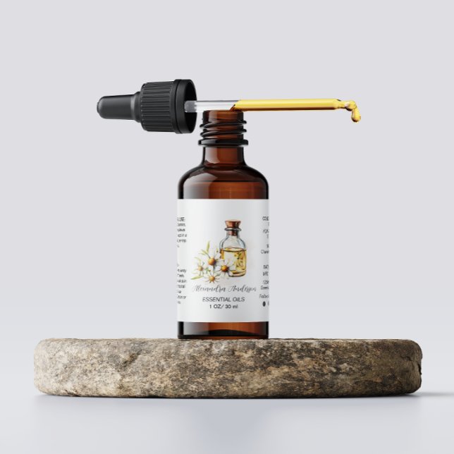 Apothecary Chamomile Essential Oils Watercolor Adressetikett (Apothecary Chamomile Essential Oils Watercolor label)