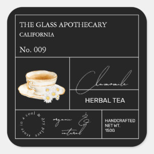 Apothecary Chamomile Herbal Tea Label Fyrkantigt Klistermärke