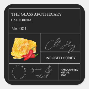 Apothecary Chili Infused honey Label Fyrkantigt Klistermärke