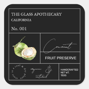 Apothecary Coconut Label Fyrkantigt Klistermärke