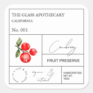 Apothecary Cranberry Label Fyrkantigt Klistermärke