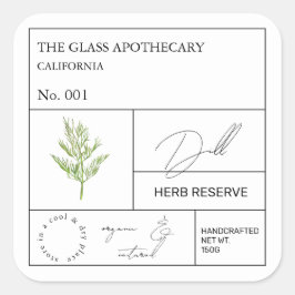 Apothecary Dill Label Fyrkantigt Klistermärke