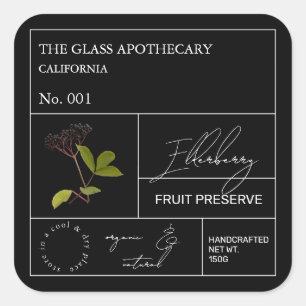 Apothecary Elderberry Label Fyrkantigt Klistermärke