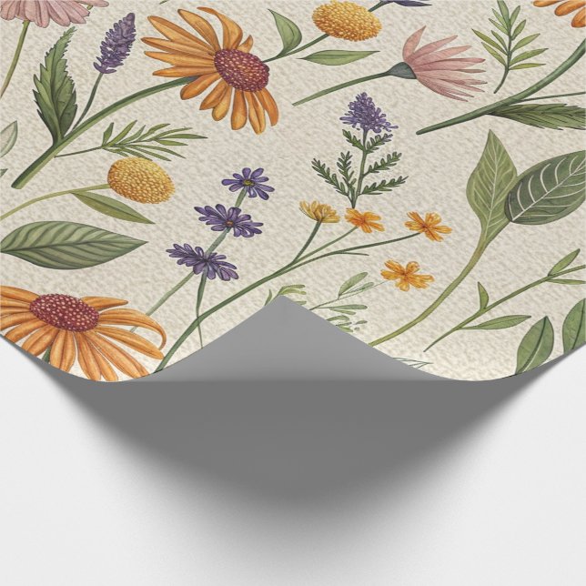 Apothecary Field Herb Meadow Wrap Presentpapper (Hörn)