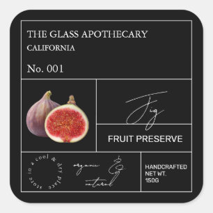 Apothecary Fig Label Fyrkantigt Klistermärke