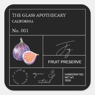 Apothecary Fig Label Fyrkantigt Klistermärke