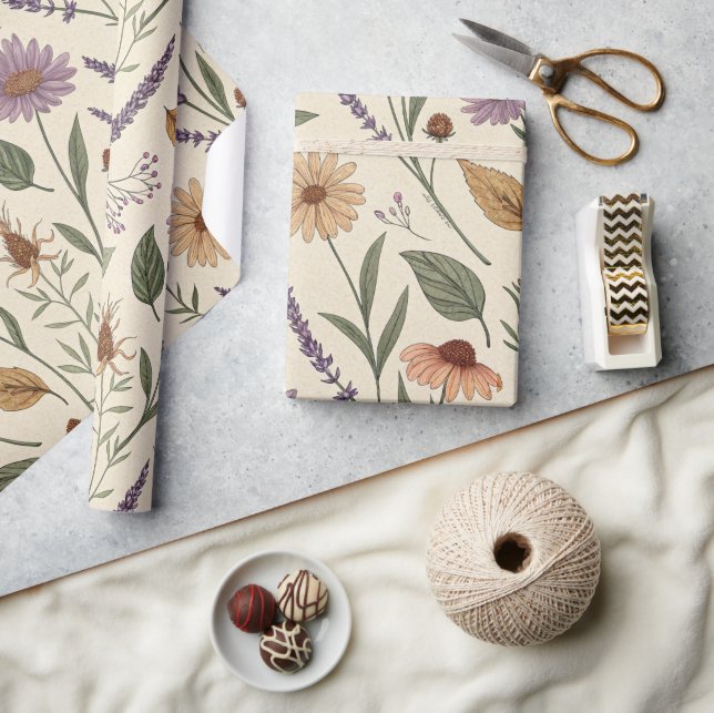 Apothecary Herb Garden Vintage Wrap Presentpapper (Hantverk)