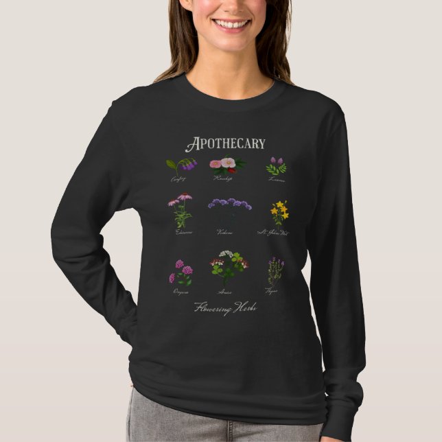 Apothecary Herbal Flowering Herb Plants Garden T Shirt (Framsida)