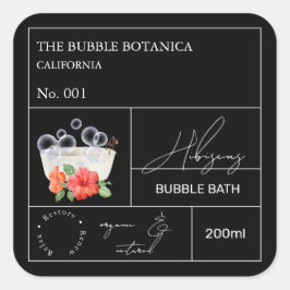 Apothecary Hibiscus Bubble Bath Label Fyrkantigt Klistermärke