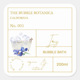 Apothecary Iris Bubble Bath Label Fyrkantigt Klistermärke